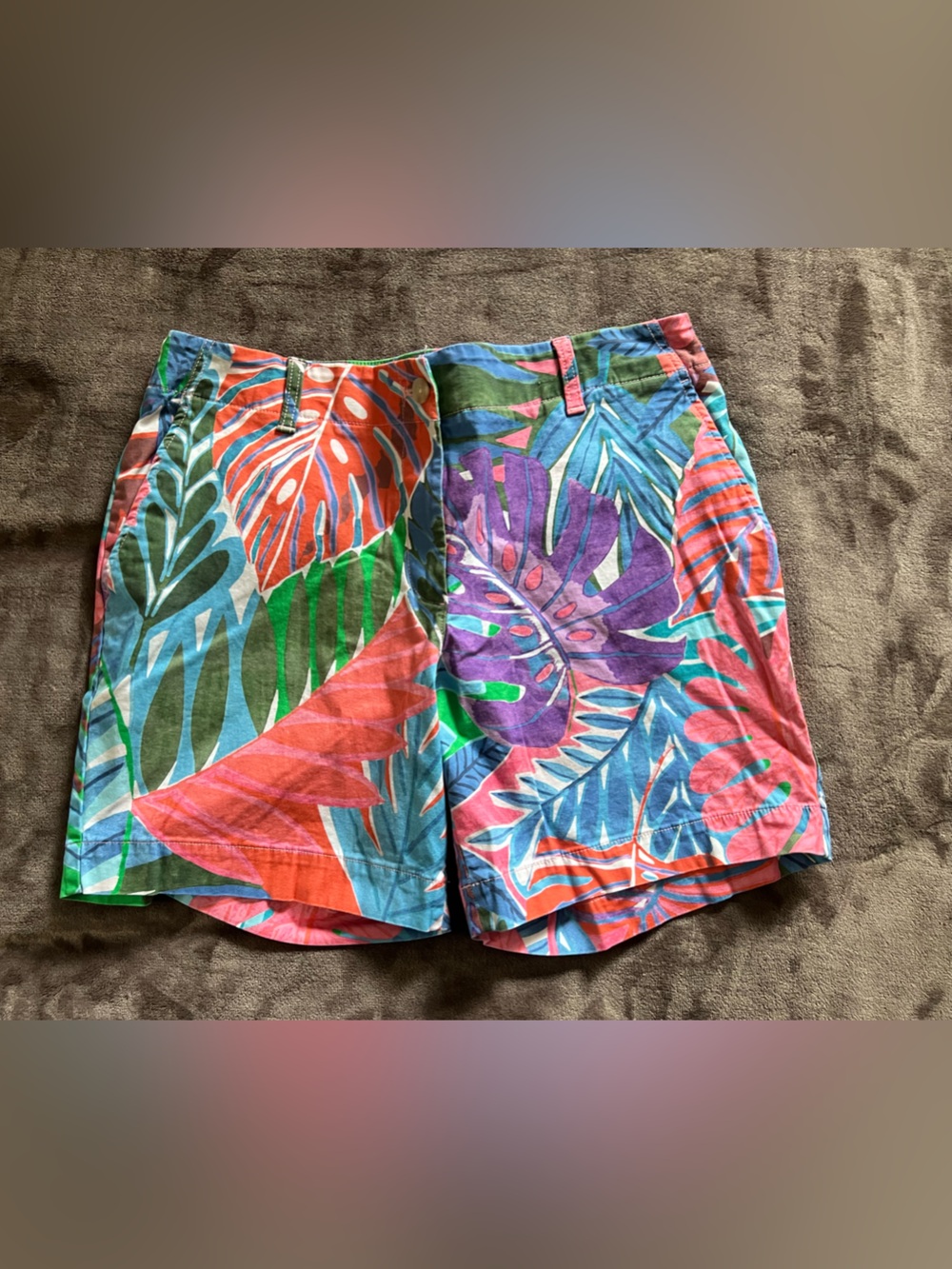 Talbots Multicolor Tropical Print Relaxed Chino Short 7’’